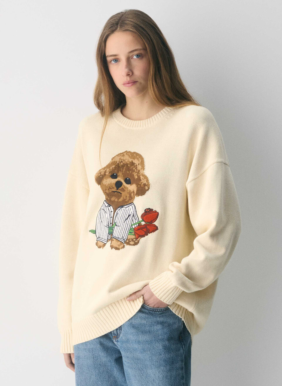 cotton charm peggy icon tröja sand dune vitbro