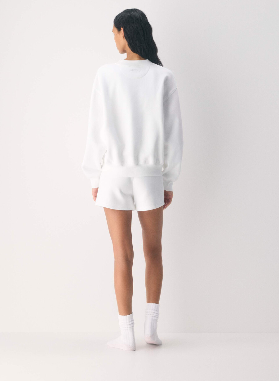 mysig fleece-tröja med v-ringning för pojkvän heather cloud white