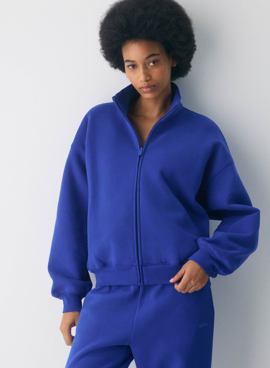 mysig fleece-tröja med dragkedja i ablaze blÅ