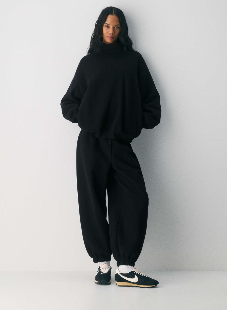 mysig sweatfleece mega funnel neck svart