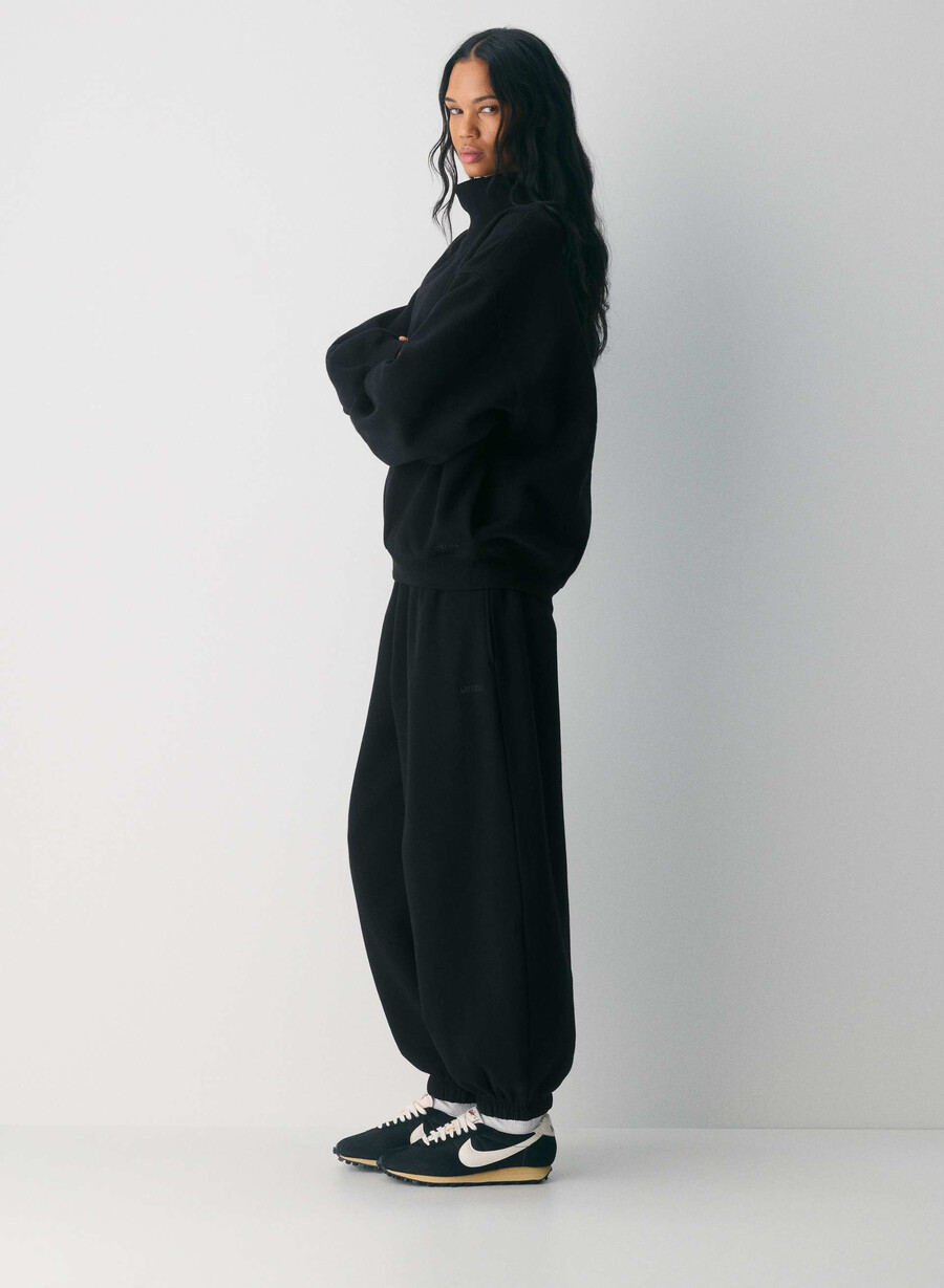 mysig sweatfleece mega funnel neck svart