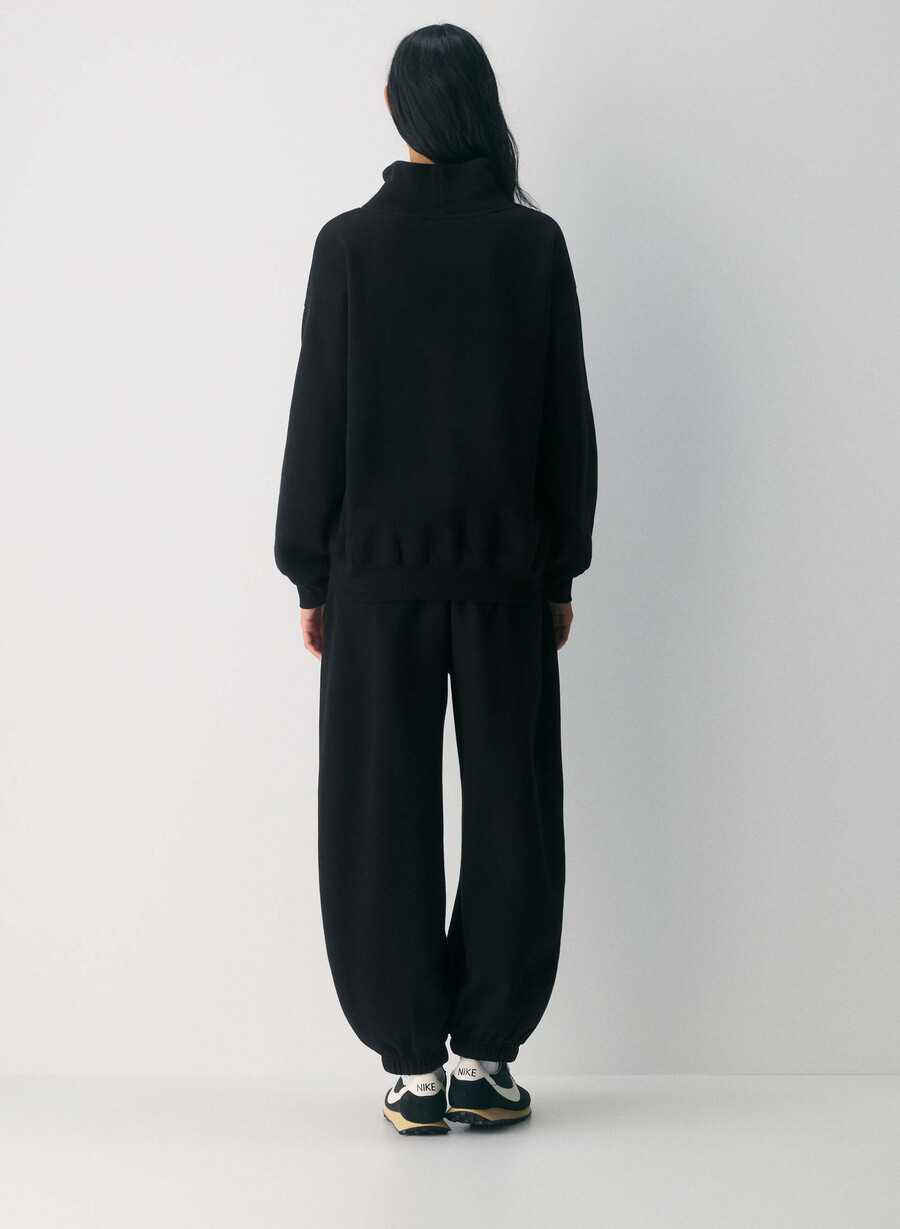 mysig sweatfleece mega funnel neck svart