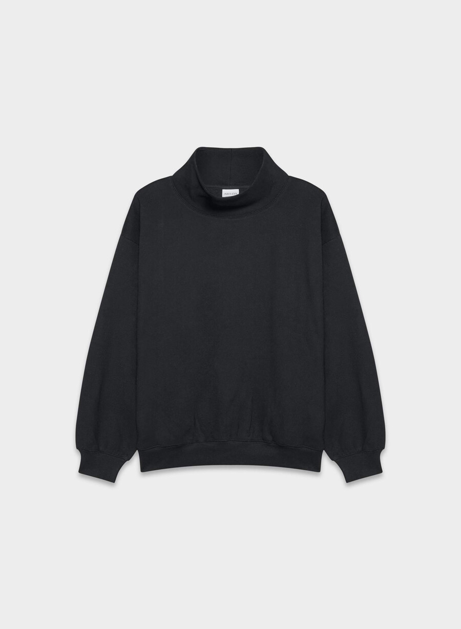 mysig sweatfleece mega funnel neck svart