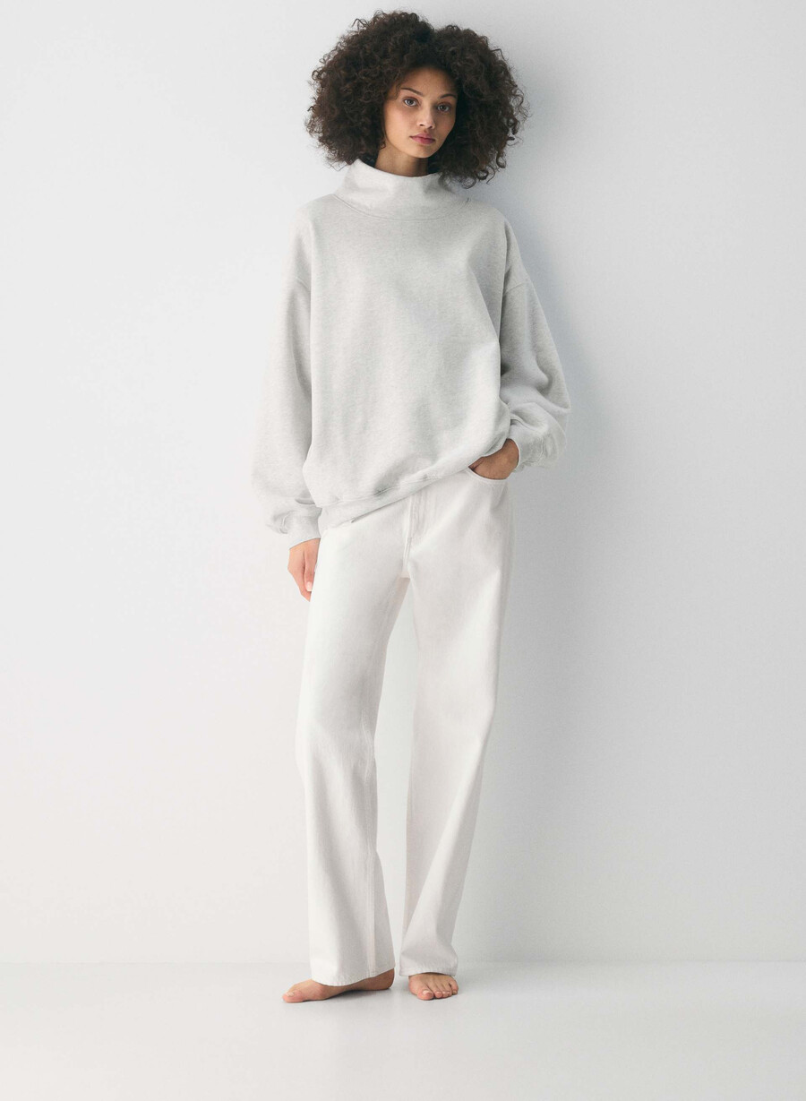 mysig fleece-tröja med megatråck heather cloud white