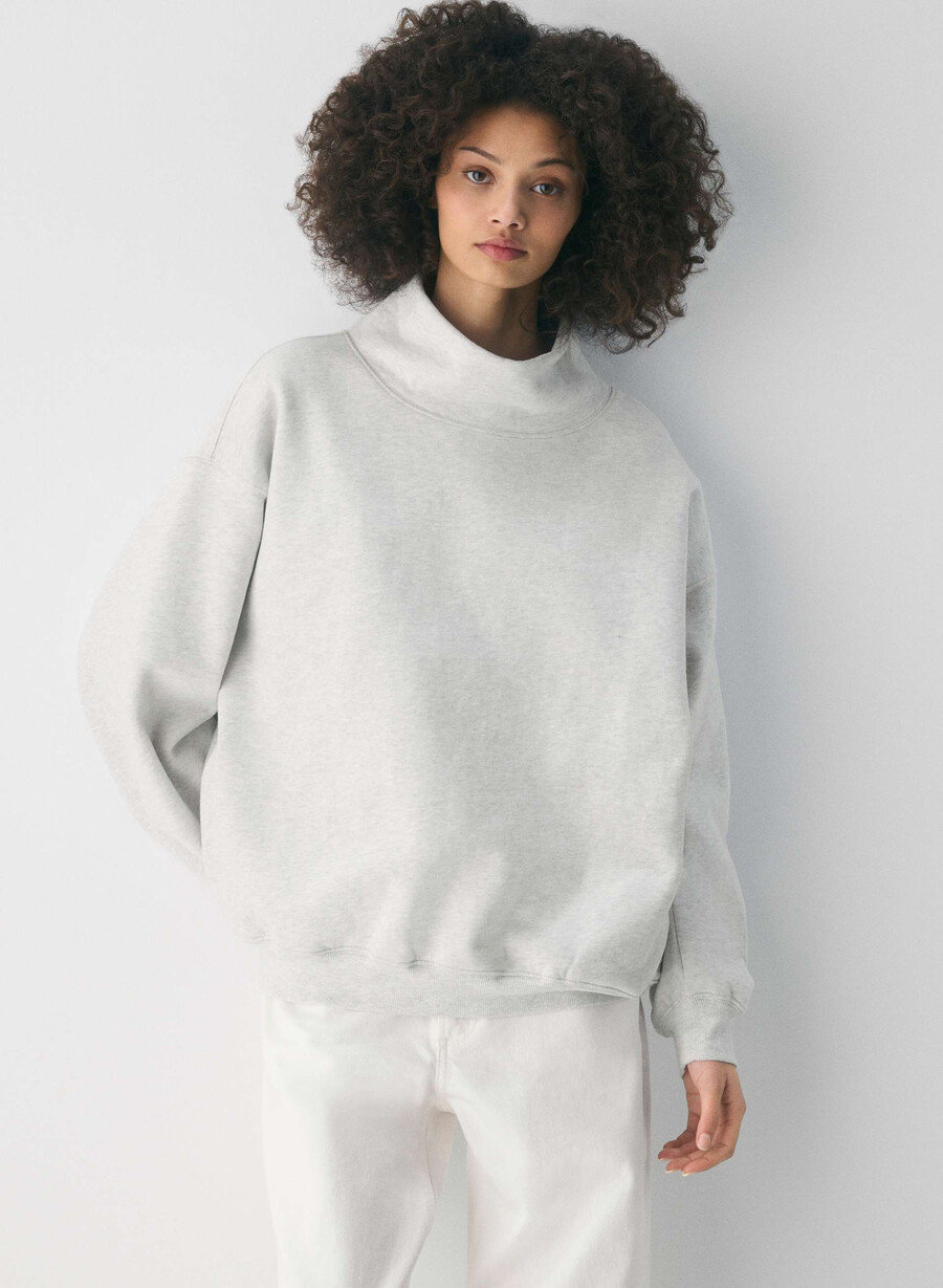 mysig fleece-tröja med megatråck heather cloud white