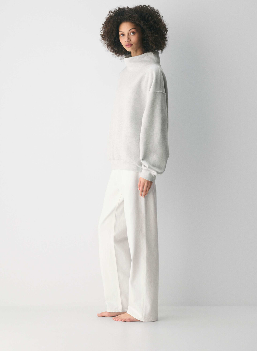 mysig fleece-tröja med megatråck heather cloud white