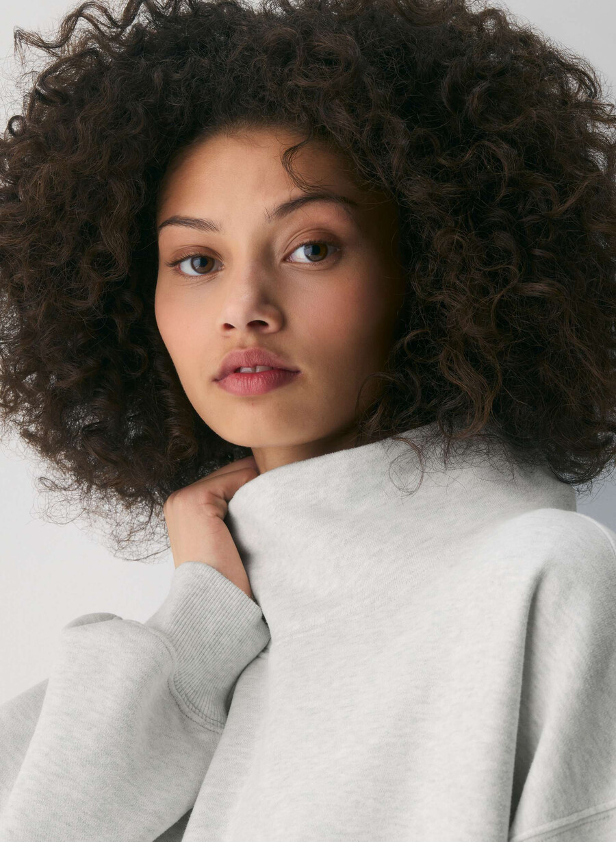 mysig fleece-tröja med megatråck heather cloud white