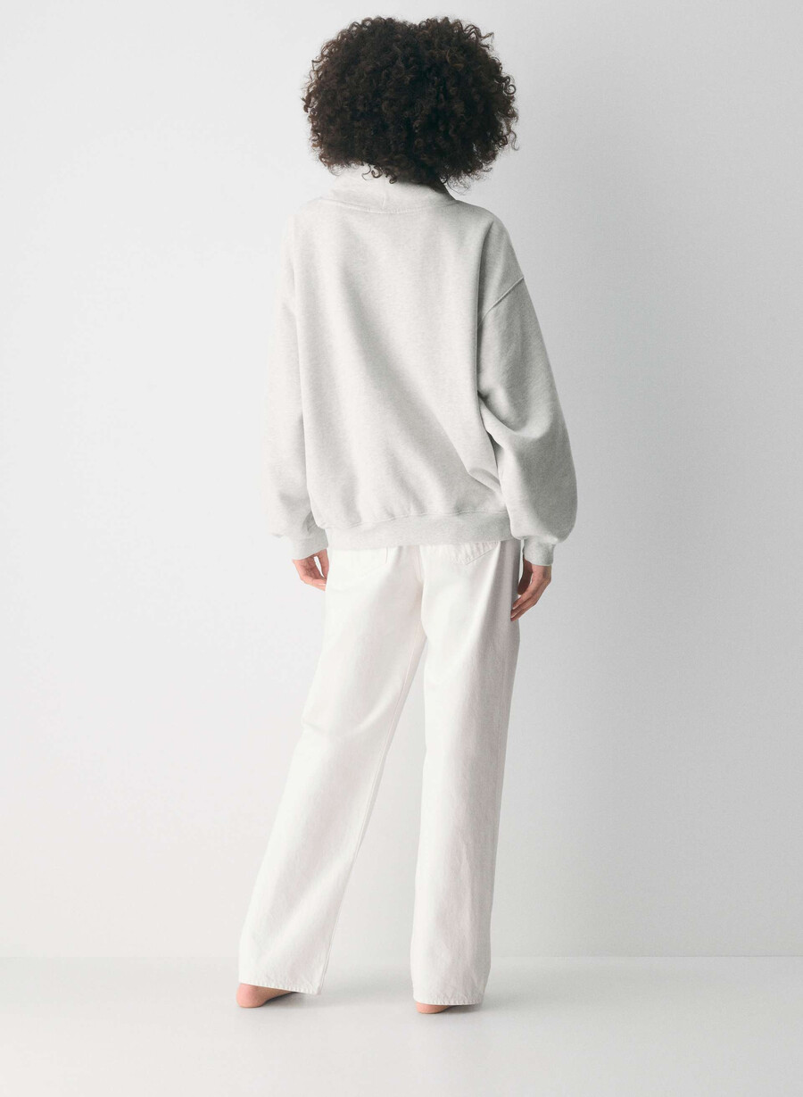 mysig fleece-tröja med megatråck heather cloud white