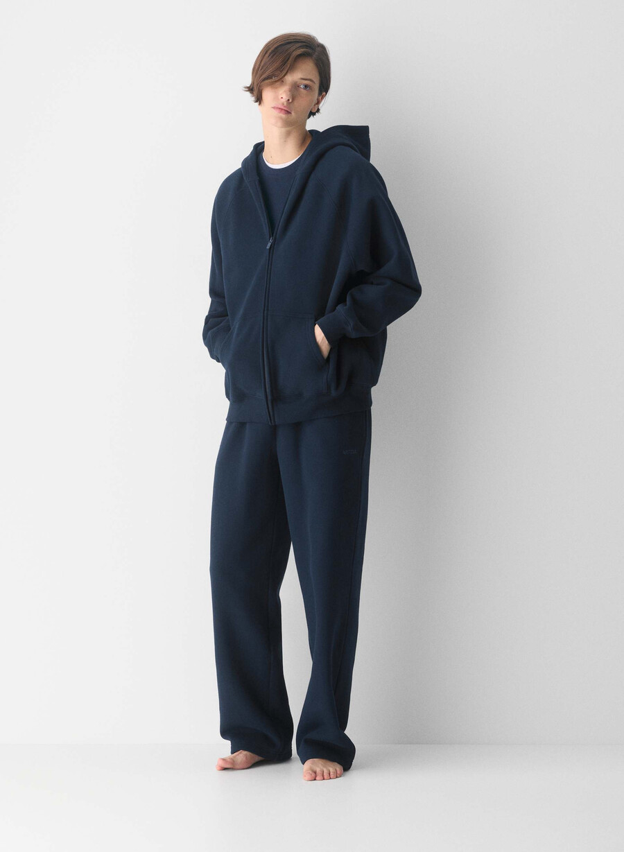 mysig fleece mega raglan dragkedja med huva admiral