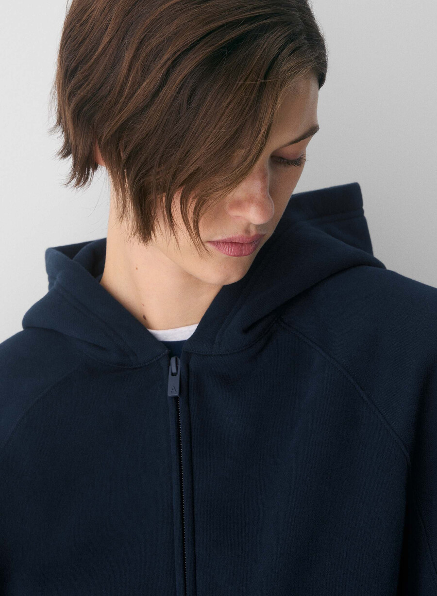 mysig fleece mega raglan dragkedja med huva admiral