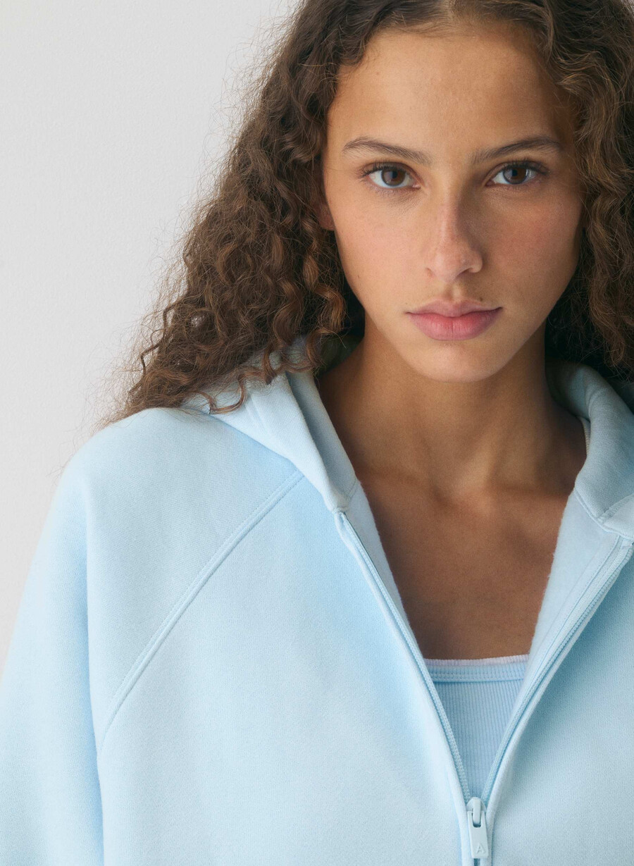 mysig fleece mega raglan dragkedja med huva villa blÅ