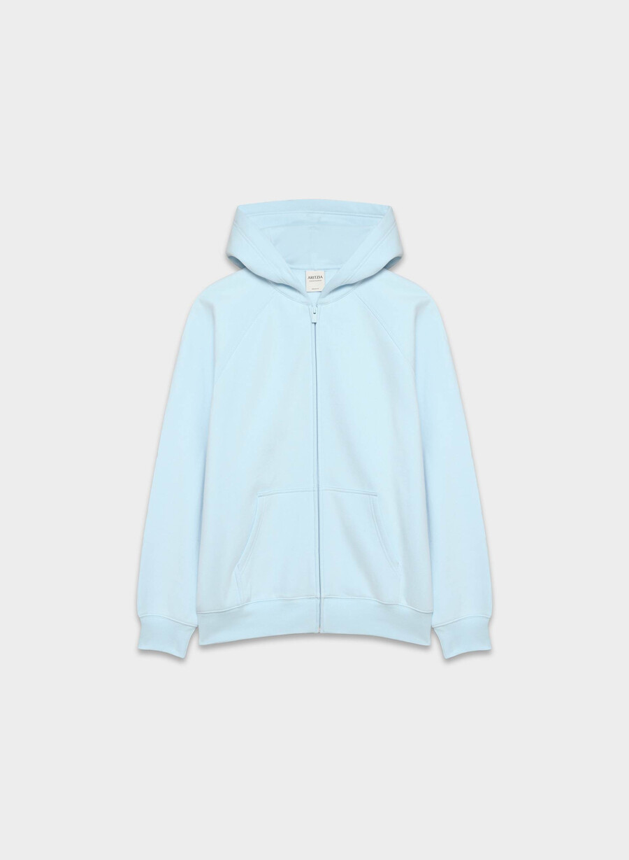 mysig fleece mega raglan dragkedja med huva villa blÅ