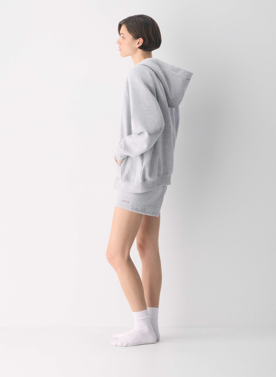 mysig fleece mega raglan dragkedja med huva ljuvig krom