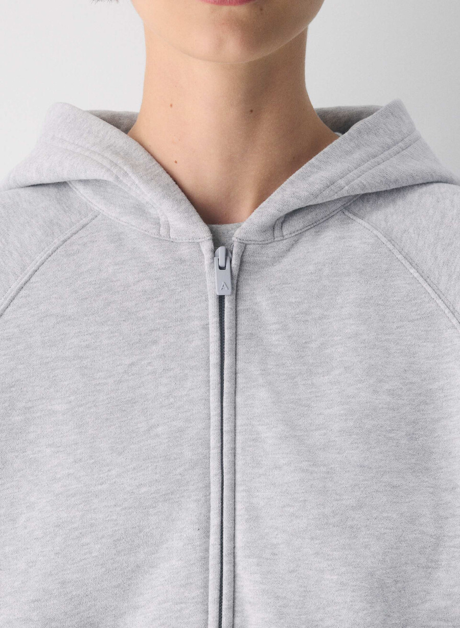 mysig fleece mega raglan dragkedja med huva ljuvig krom