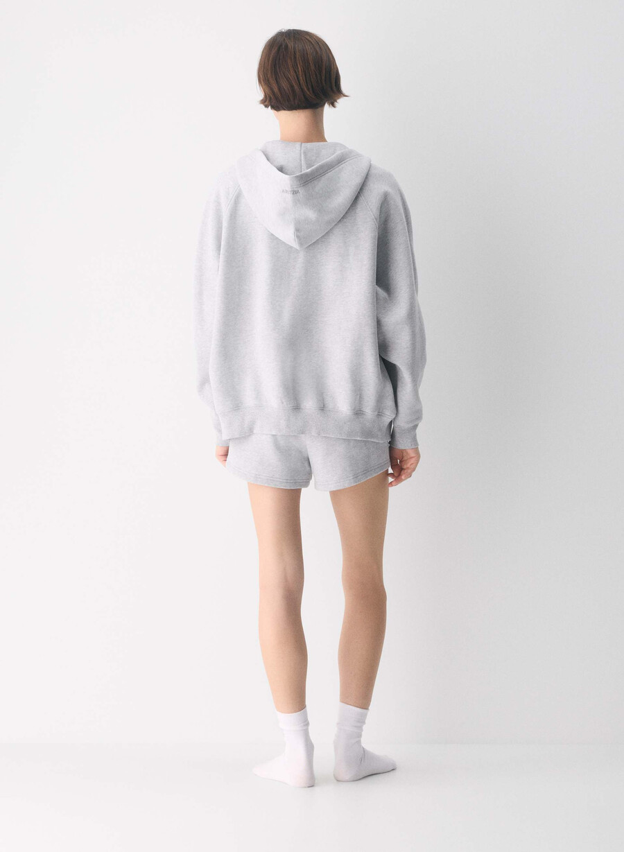 mysig fleece mega raglan dragkedja med huva ljuvig krom