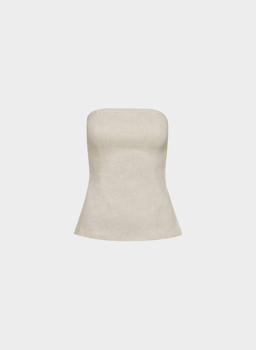 posh linne tub top odÄrgad mÖrk ecru