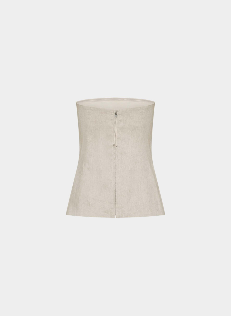 posh linne tub top odÄrgad mÖrk ecru