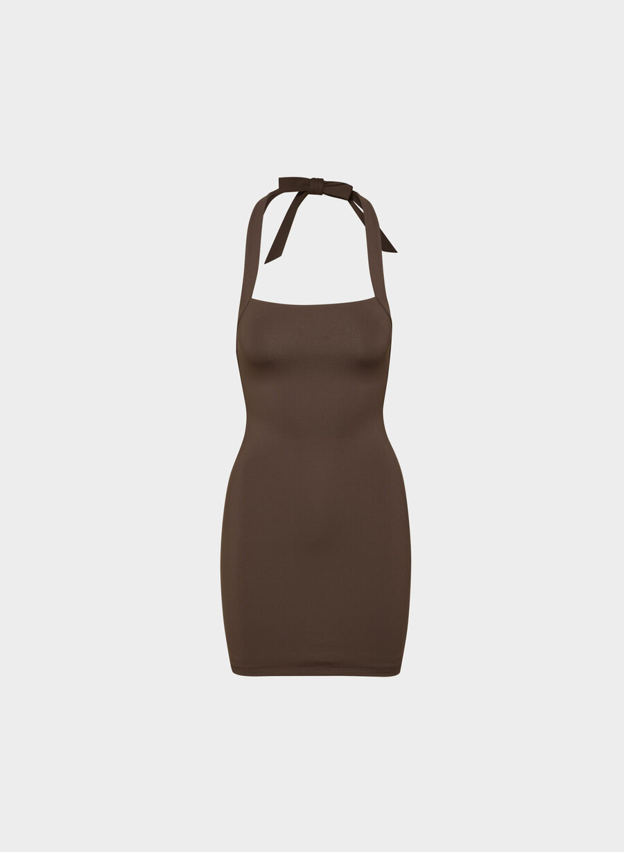 original contour optimum halterklänning rich mocha brun