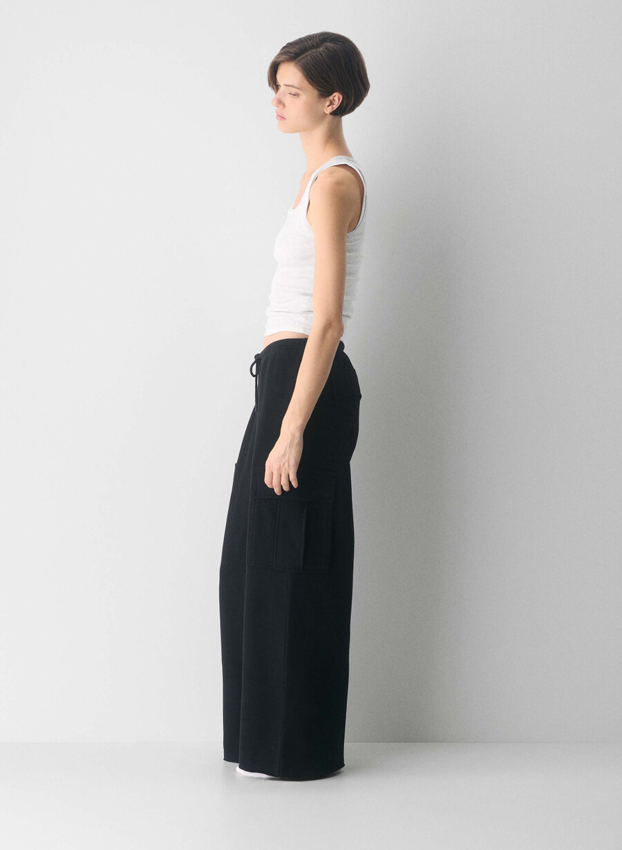 mysig fleece mega cargo flutter sweatpants svart