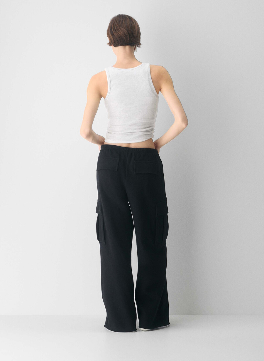 mysig fleece mega cargo flutter sweatpants svart