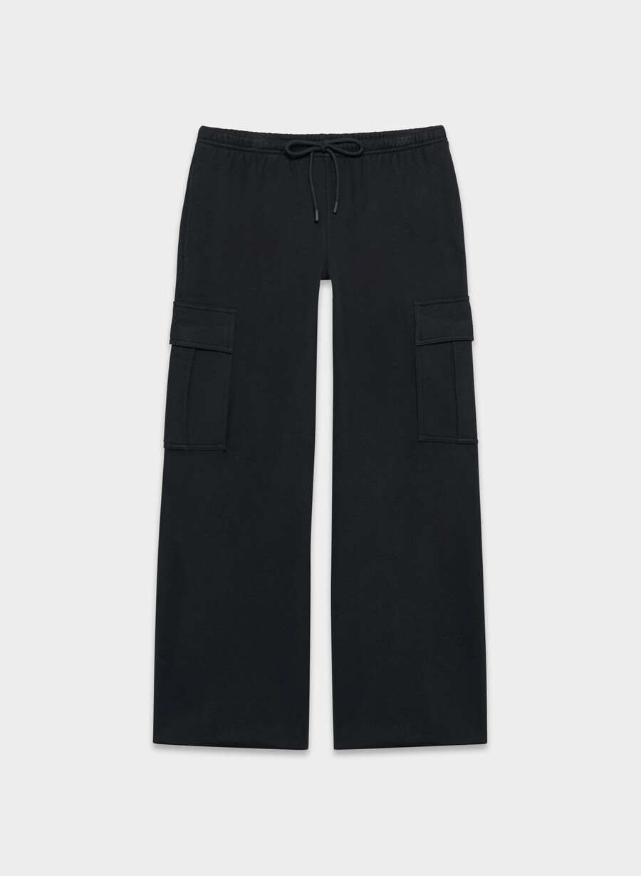 mysig fleece mega cargo flutter sweatpants svart
