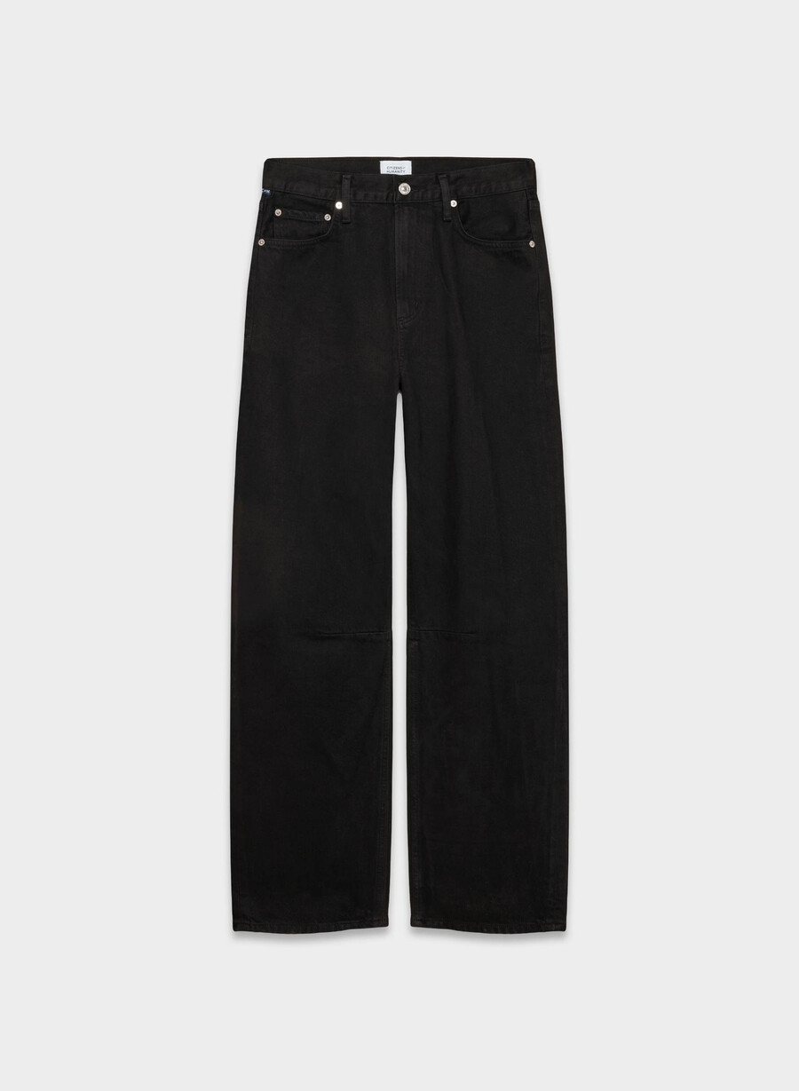 citizens of humanity miro långa avslappnade jeans enfärgade svarta