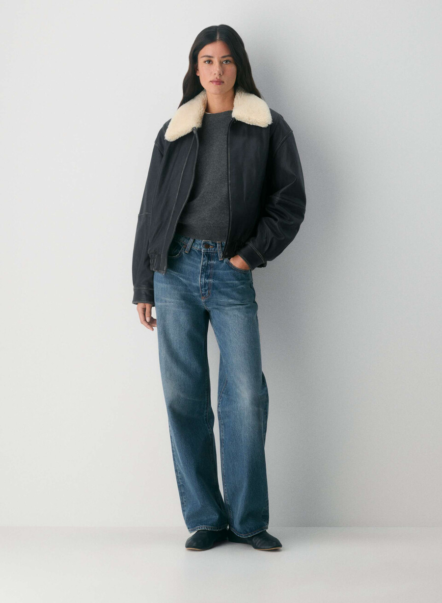 denim forum cleo relaxed high-made wide jeans vintage mörkblå