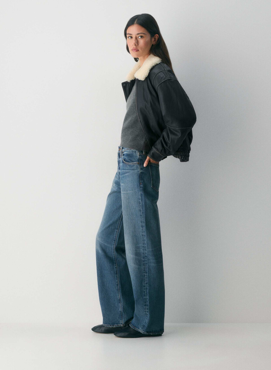 denim forum cleo relaxed high-made wide jeans vintage mörkblå