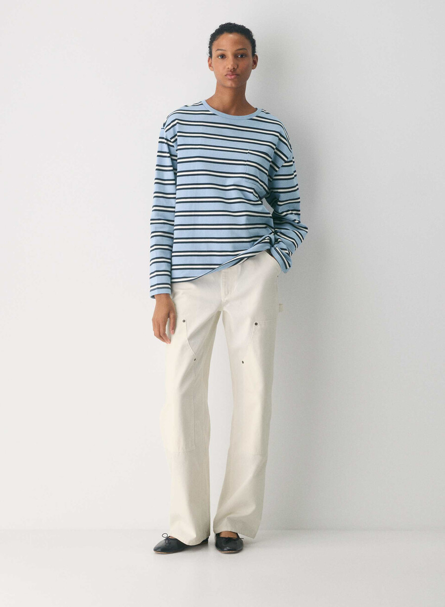 mighty cotton fletch långärmad tröja ripple blueadmiralsgrÖn