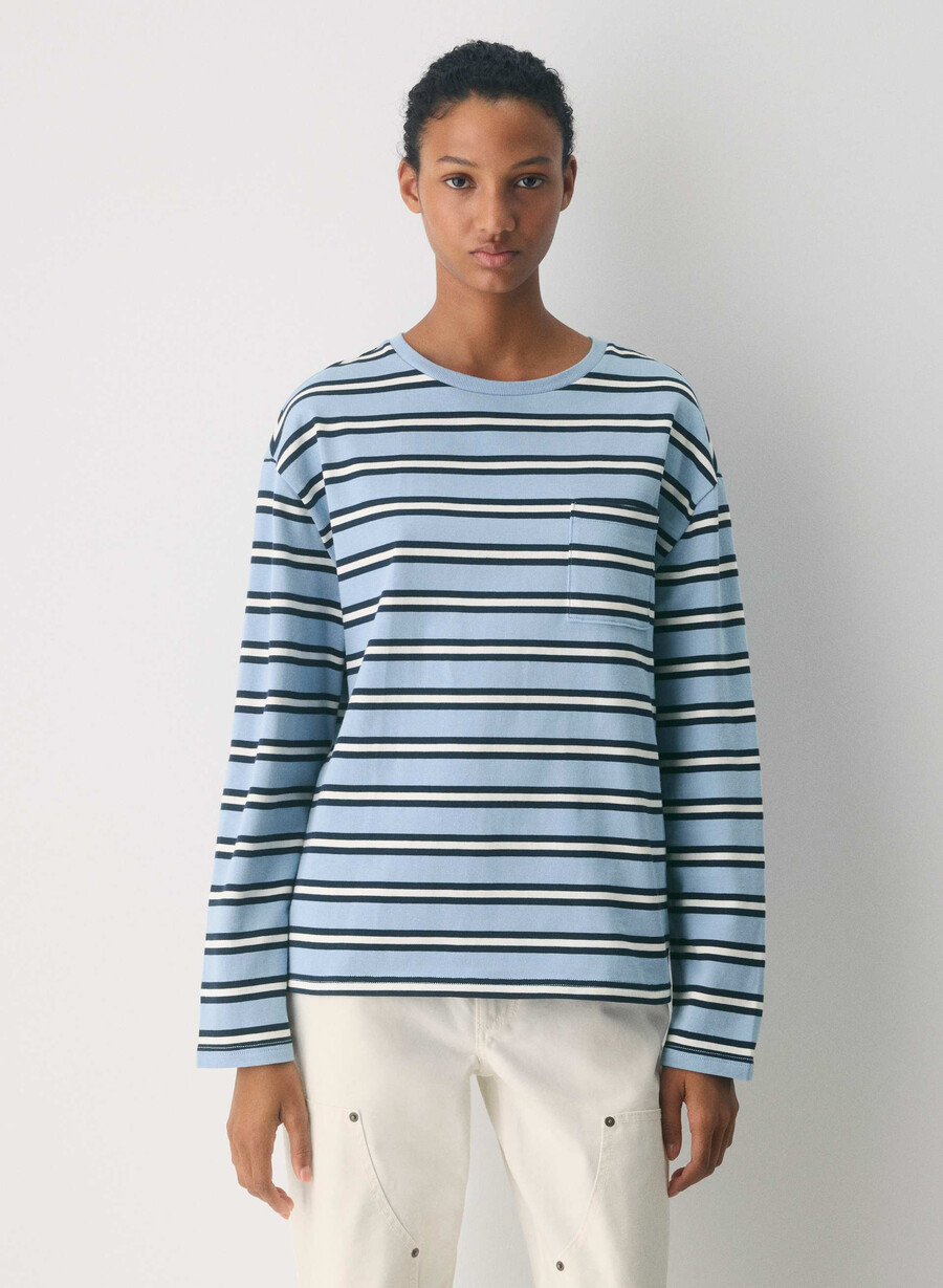 mighty cotton fletch långärmad tröja ripple blueadmiralsgrÖn