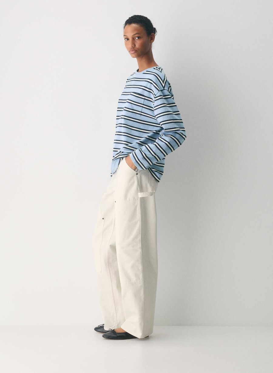 mighty cotton fletch långärmad tröja ripple blueadmiralsgrÖn