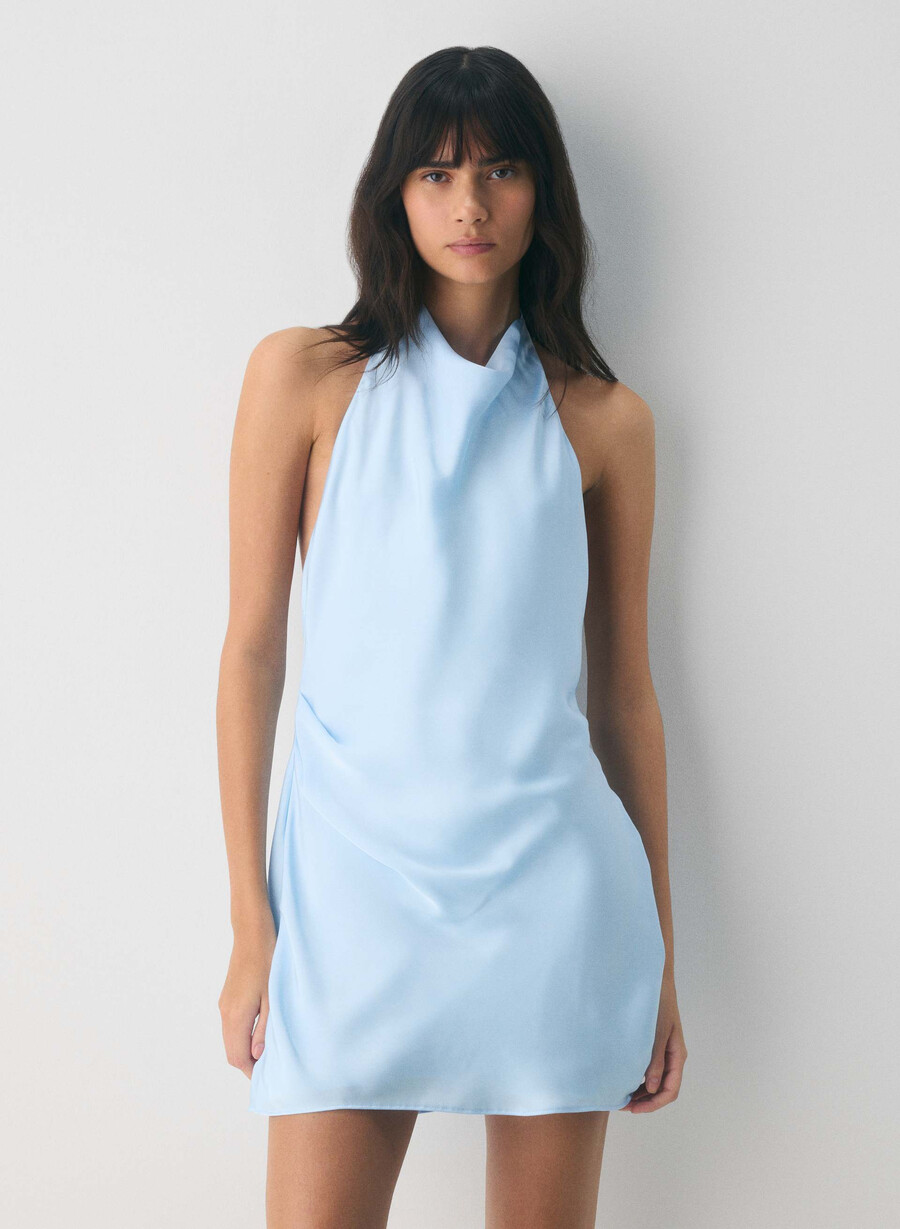 audience satin mini halter dress admiral