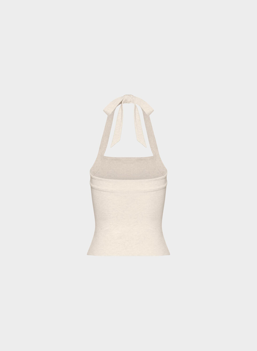 casual contour optimum halter top heather light oatmea