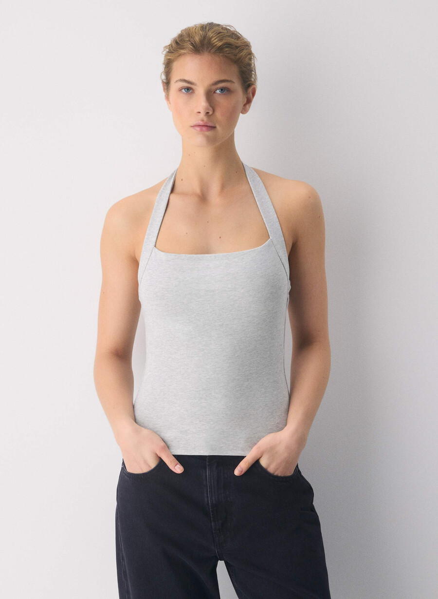 casual contour optimum halter top ljunggrå krom