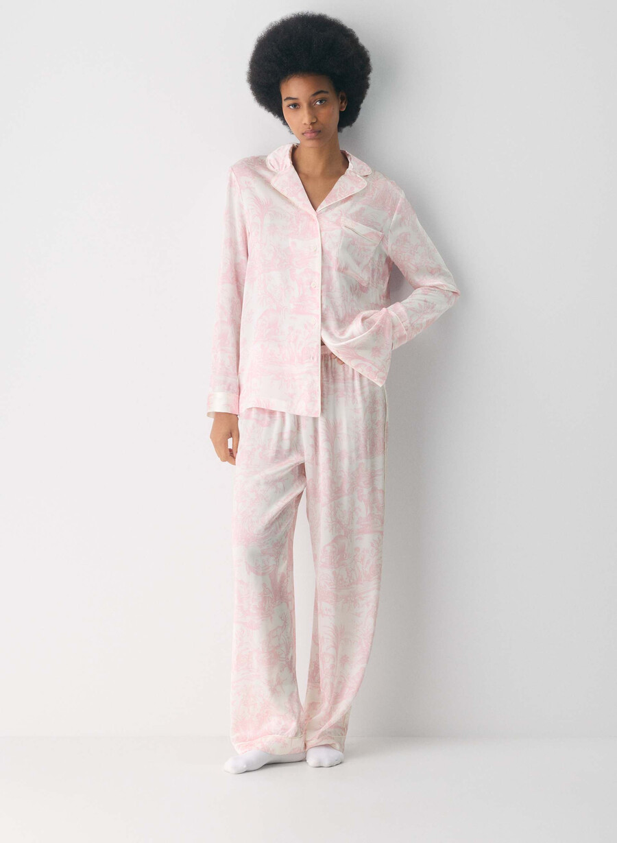 nightside sidenpyjamasskjorta lght bch dk cpd rosa