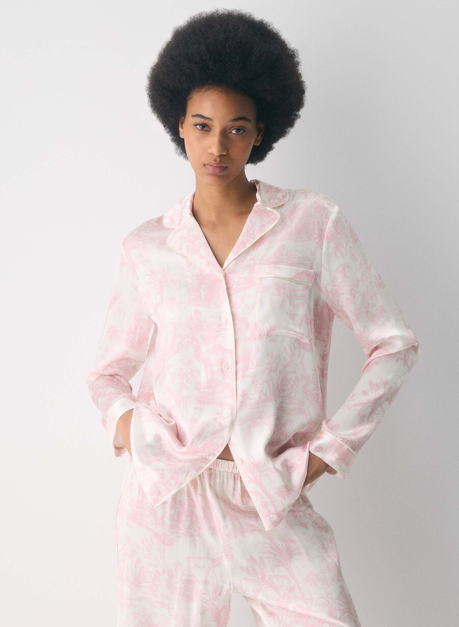 nightside sidenpyjamasskjorta lght bch dk cpd rosa