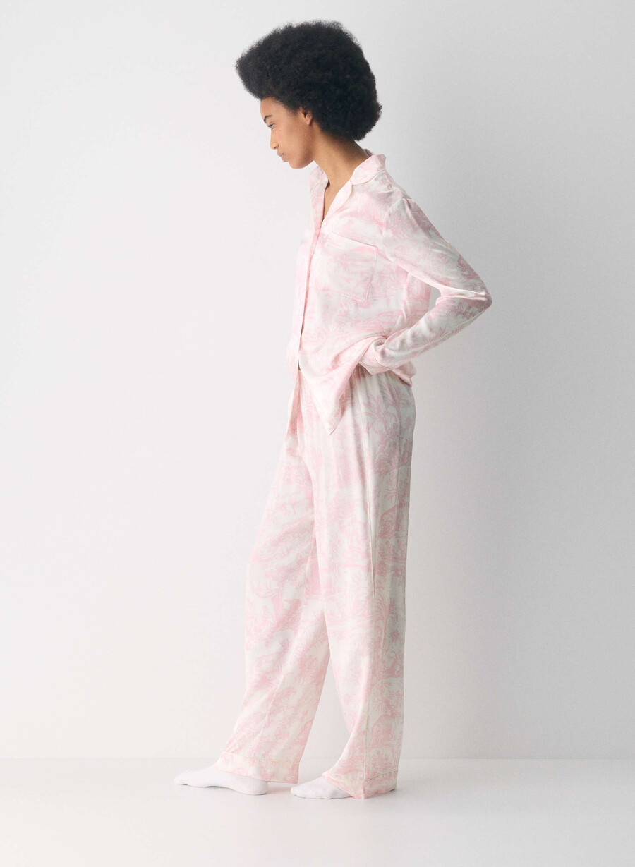 nightside sidenpyjamasskjorta lght bch dk cpd rosa