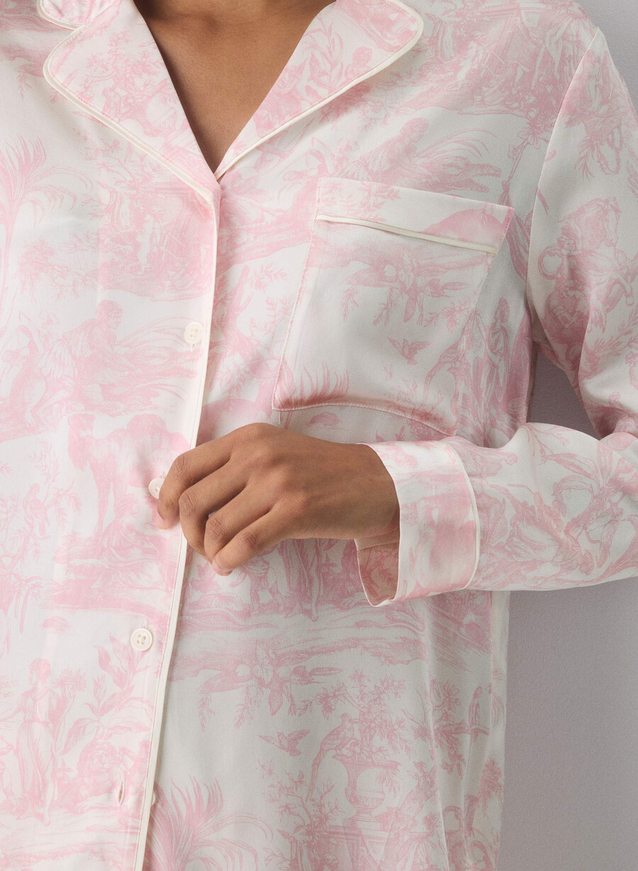 nightside sidenpyjamasskjorta lght bch dk cpd rosa