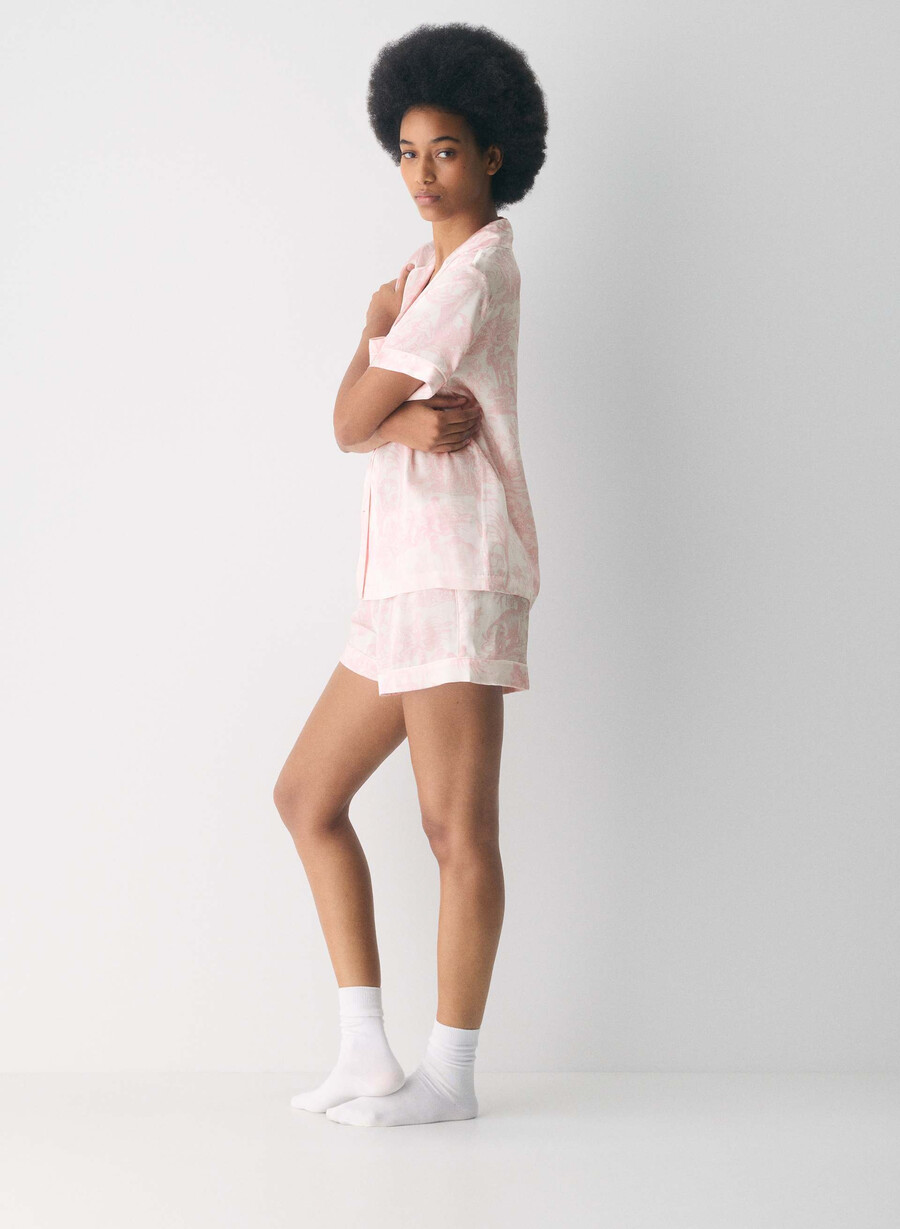 nightside siden kortärmad pyjamasskjorta lght bch dk cpd rosa