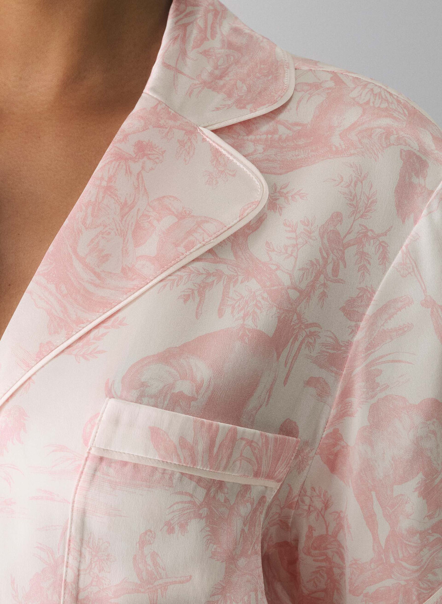 nightside siden kortärmad pyjamasskjorta lght bch dk cpd rosa
