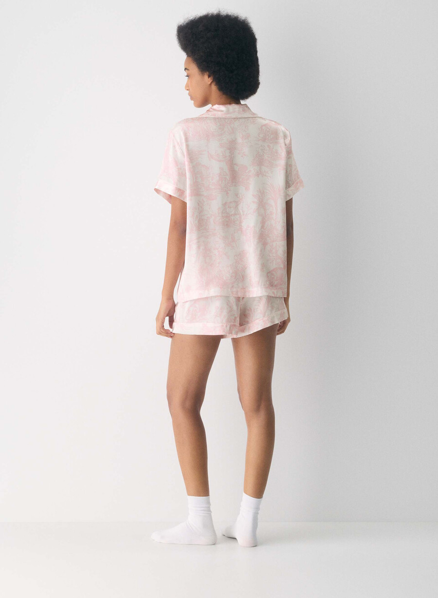 nightside siden kortärmad pyjamasskjorta lght bch dk cpd rosa