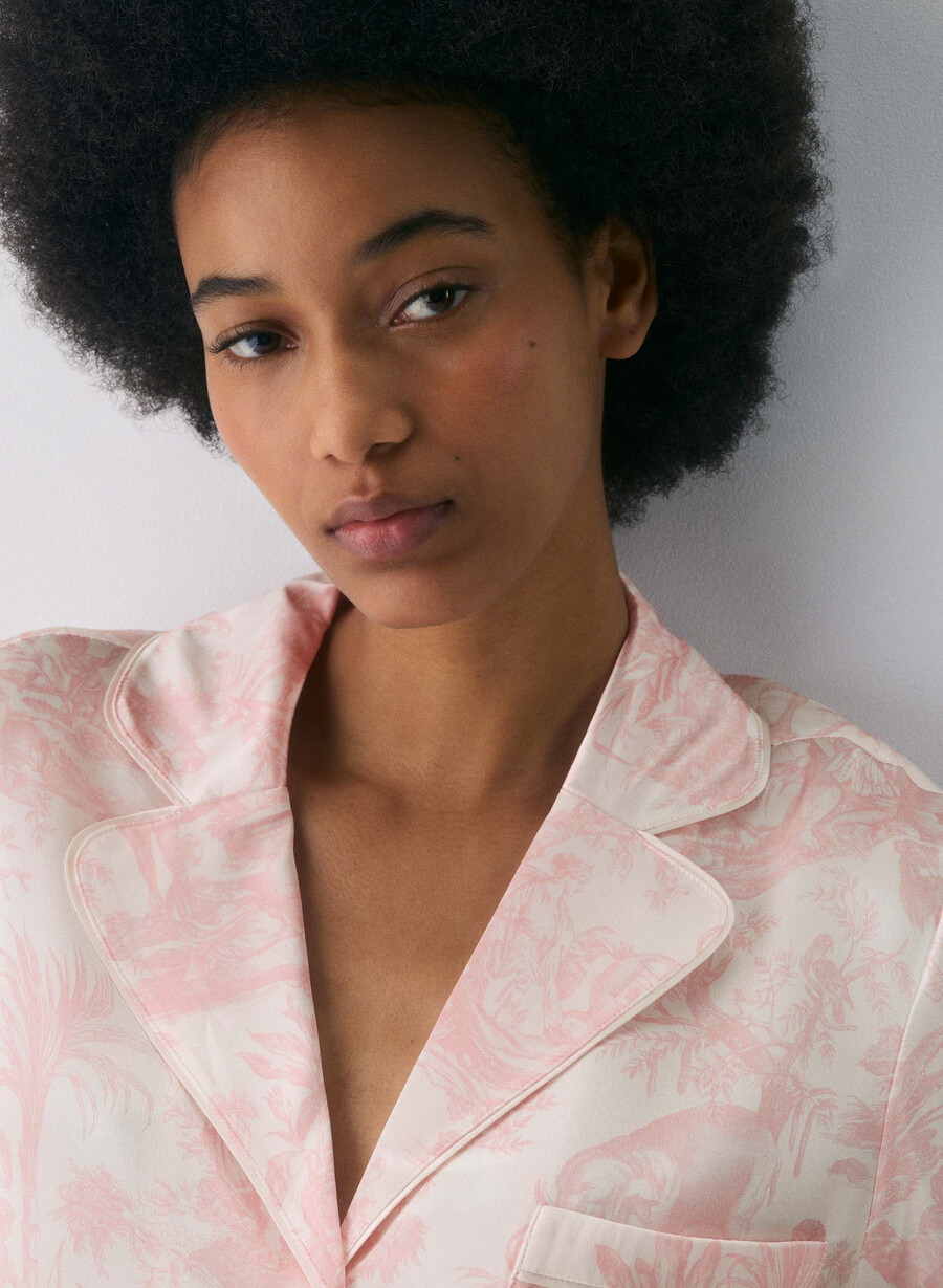 nightside siden kortärmad pyjamasskjorta lght bch dk cpd rosa