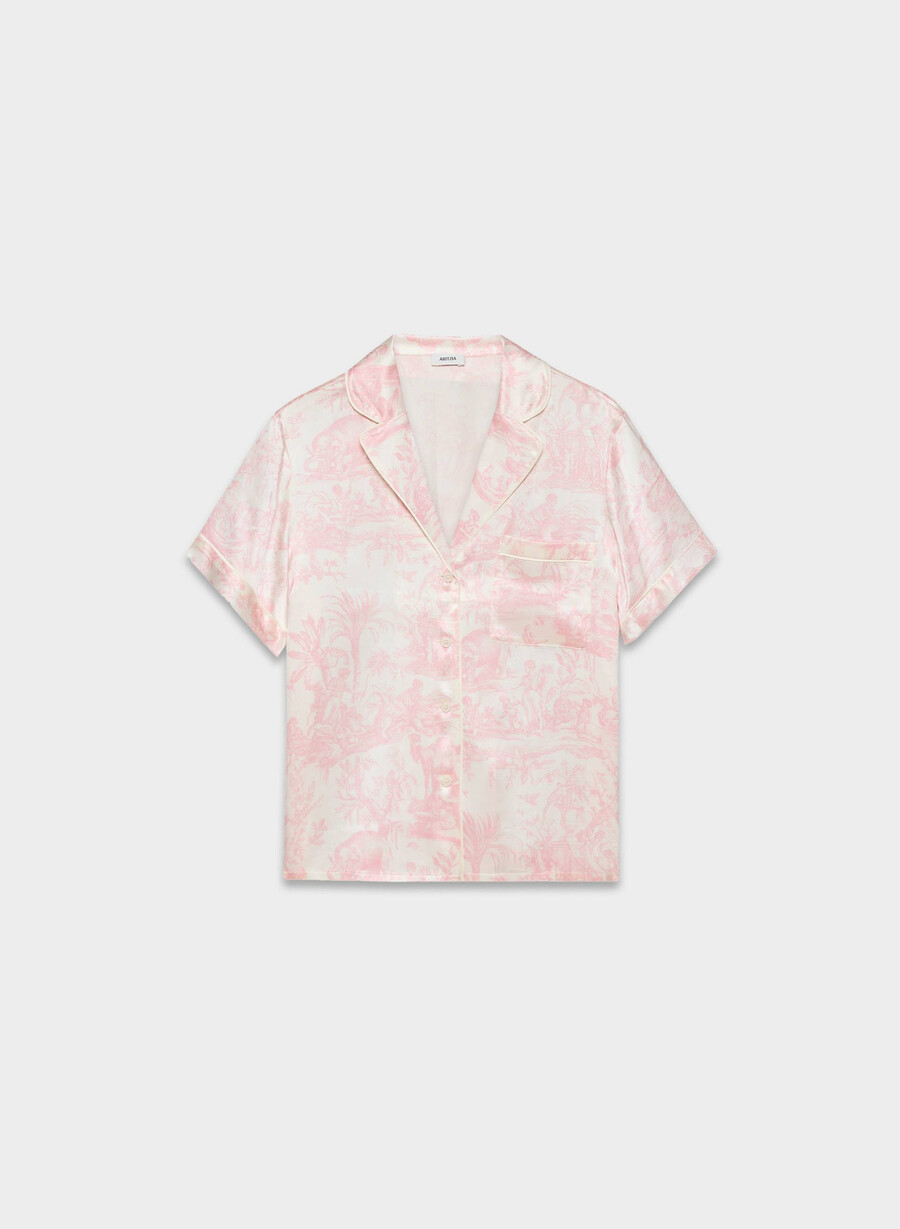 nightside siden kortärmad pyjamasskjorta lght bch dk cpd rosa