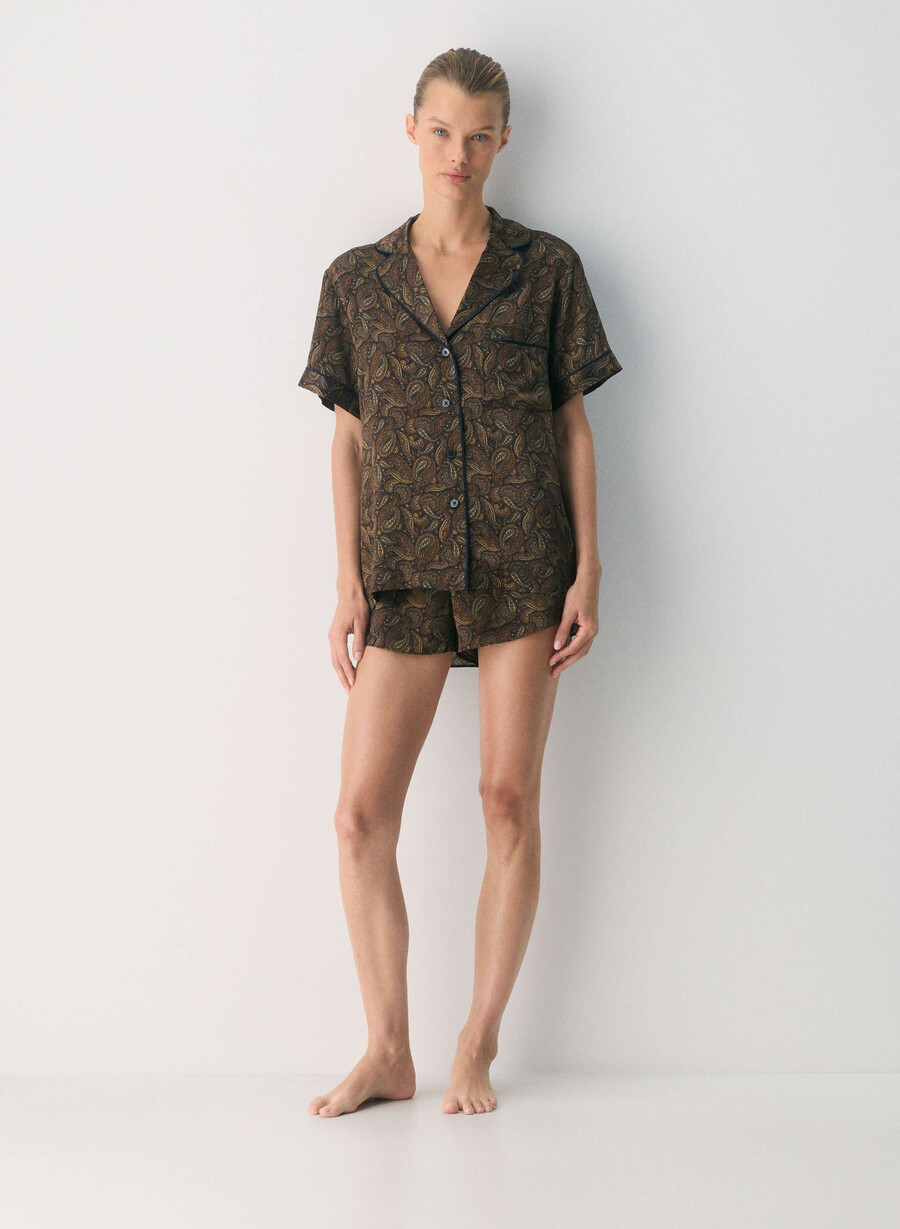 nightside siden kortärmad pyjamasskjorta drk nt nvycnmn