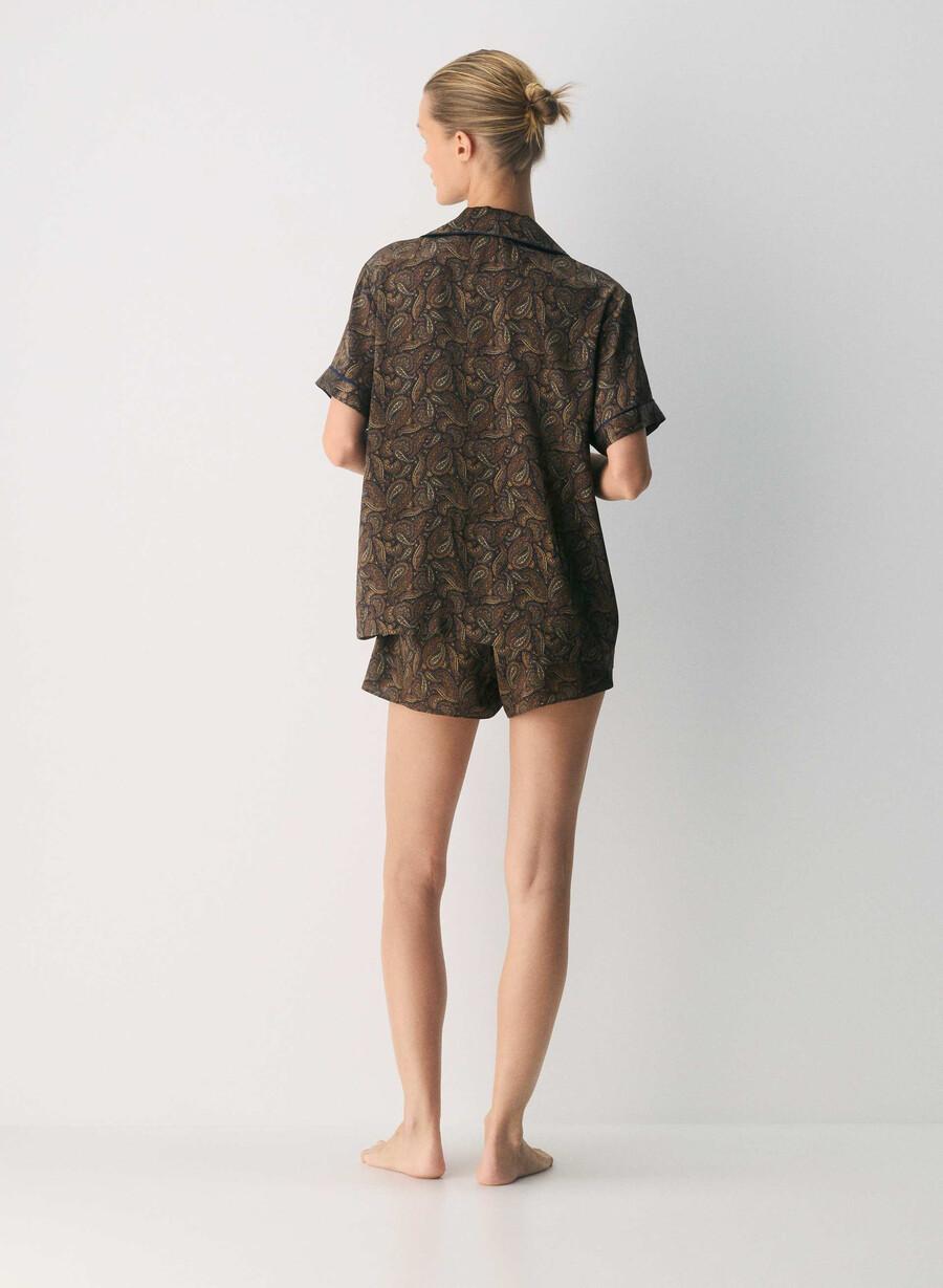 nightside siden kortärmad pyjamasskjorta drk nt nvycnmn