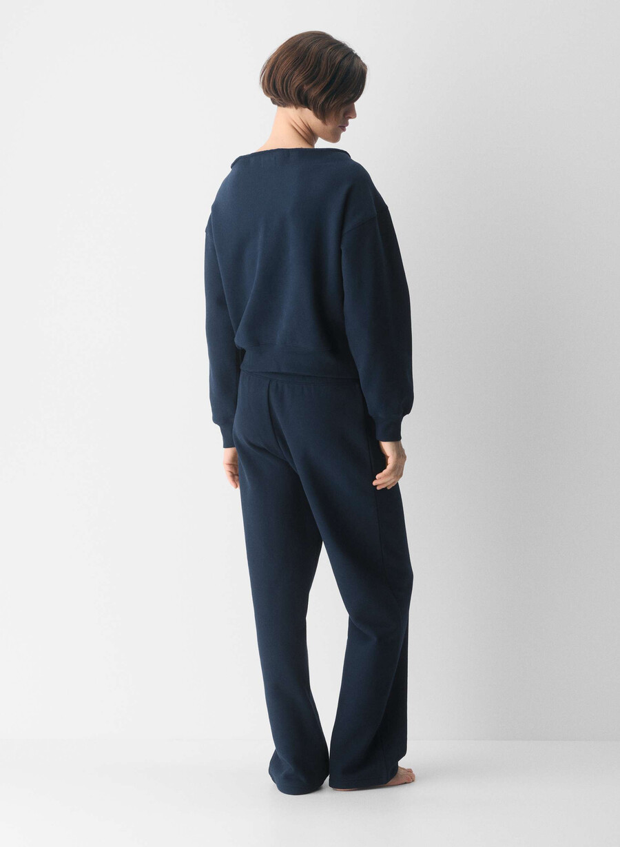 mysig fleece bf off-shoulder sweatshirt admiral