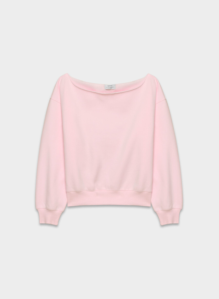 mysig fleece-tröja med bar axel i bf-modell villa pink