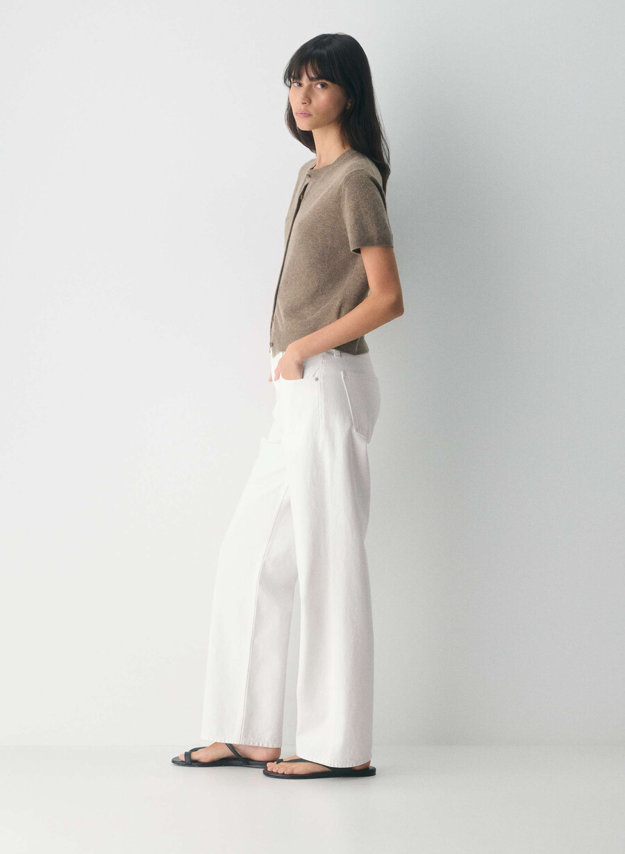 bare cashmere kortärmad cardigan ljunggrön folio brun