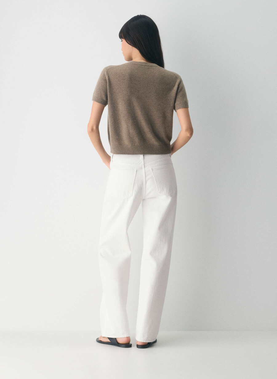 bare cashmere kortärmad cardigan ljunggrön folio brun