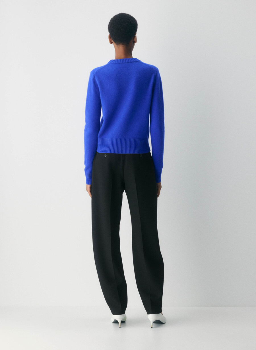 essential cashmere shrunken crew-tröja ablaze blÅ